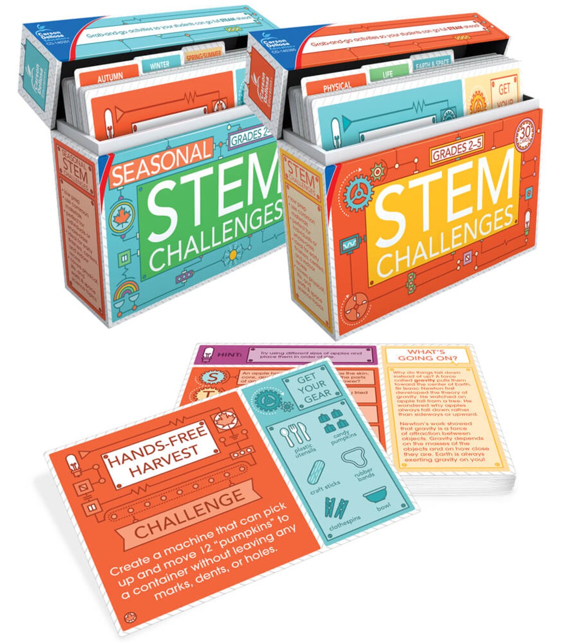 Carson Dellosa Stem Challenges Learning Cards Bundle, 2 Hands-On Science Kits for Kids Ages 8-12, 60 Stem Projects, Educational Science Kits, Stem Education Kit for Homeschool or Classroom